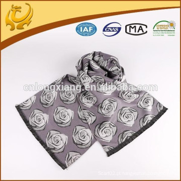 Hot Sell Own Factory Viscose e poliéster escovado Rose jacquard cachecol com flor jacquard cachecol